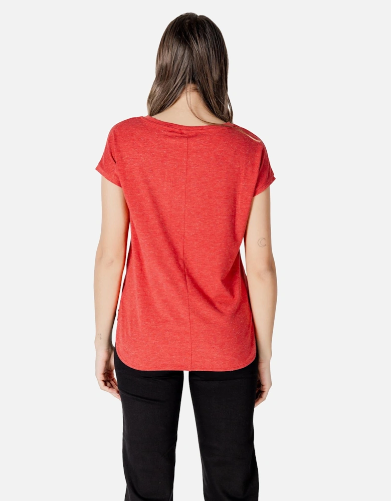 Round Neck Short Sleeve T-shirt Women - Red Shirts