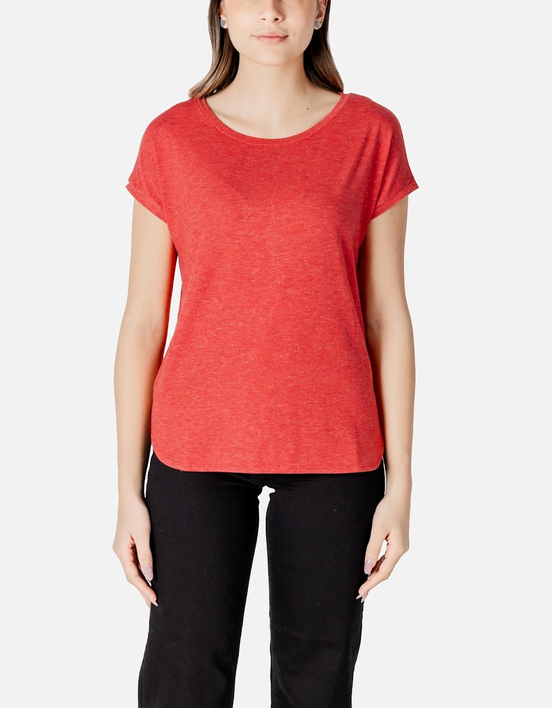 Round Neck Short Sleeve T-shirt Women - Red Shirts, 4 of 3