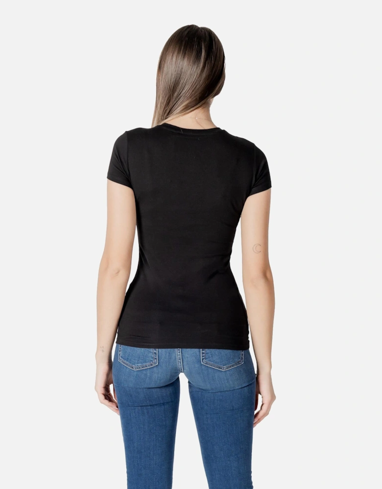 Printed Short Sleeve Round Neck T-Shirt Women - Black Shirts