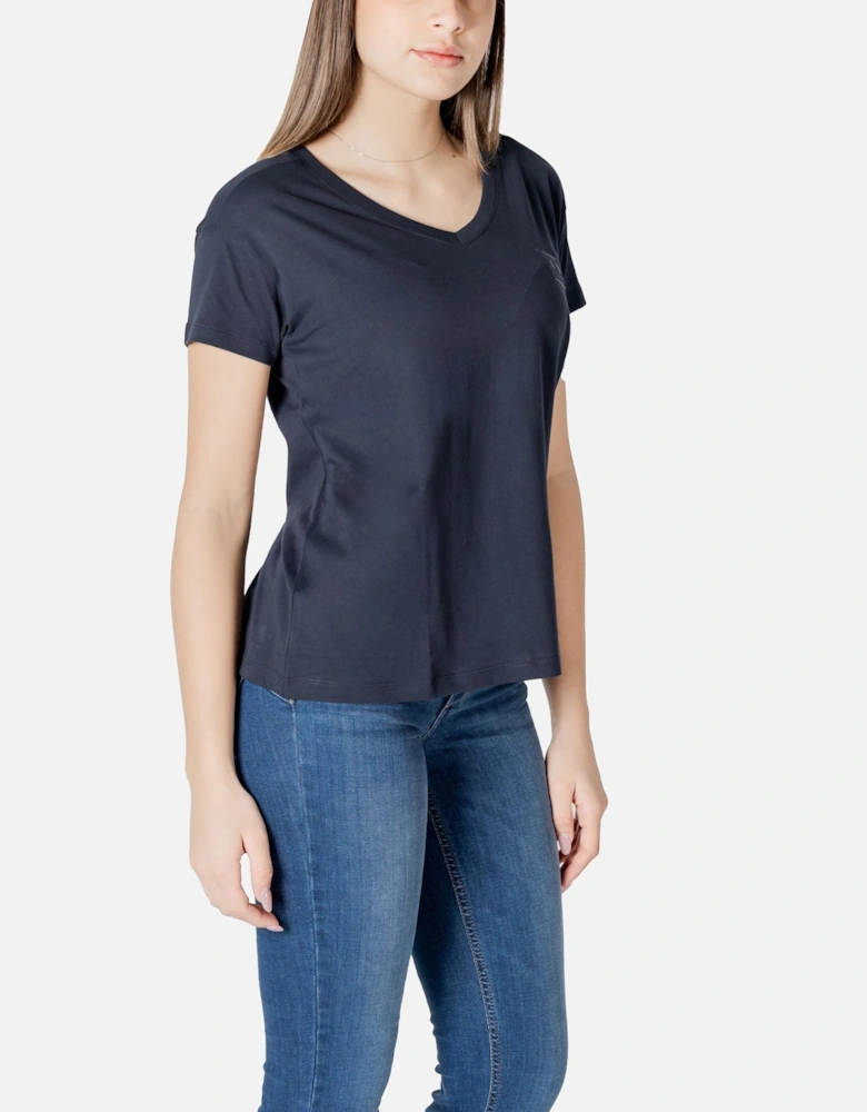 V-Neck Cotton T-Shirt Women - Blue Shirts