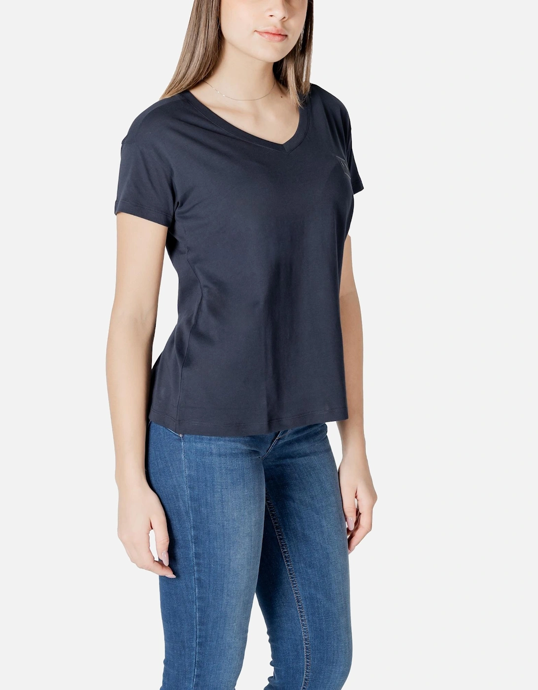 V-Neck Cotton T-Shirt Women - Blue Shirts