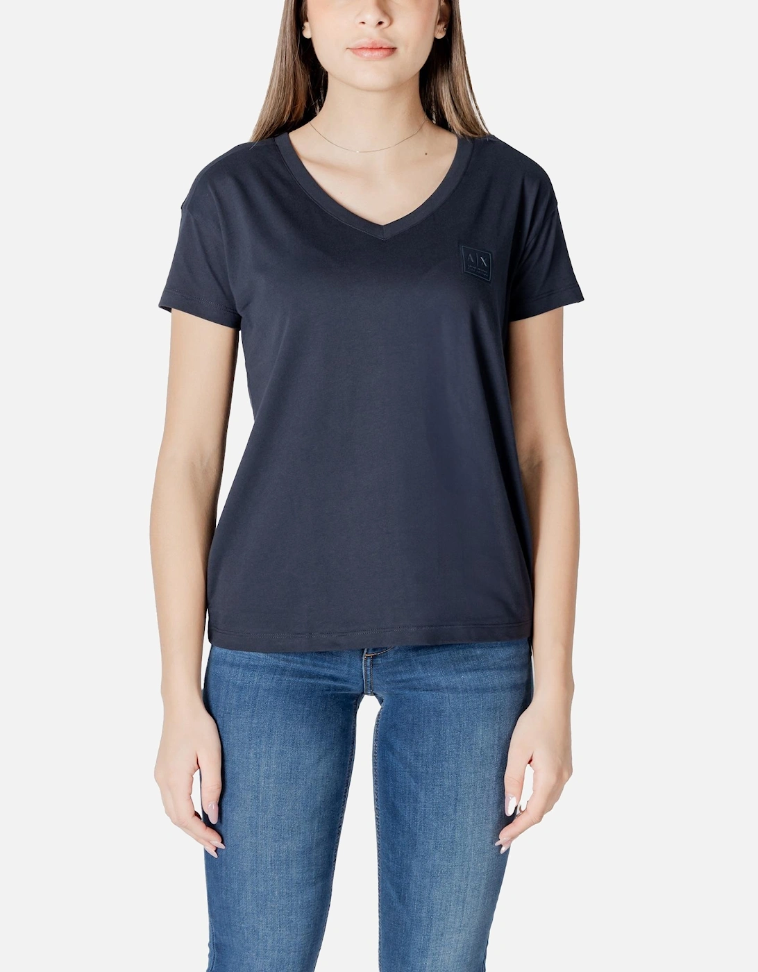 V-Neck Cotton T-Shirt Women - Blue Shirts, 4 of 3