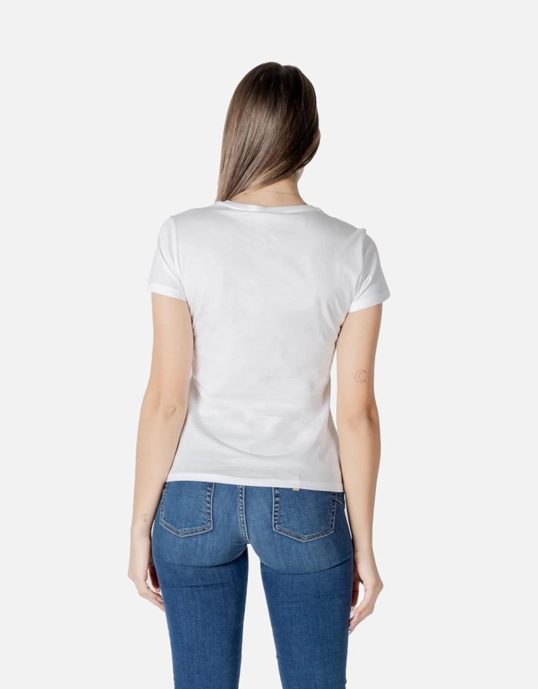 Printed Short Sleeve Round Neck T-shirt Women - White Shirts