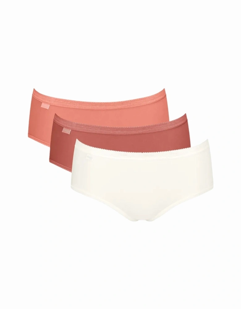 Basic+ 3-Pack Cotton Midi Briefs, Apricot/White/Orange