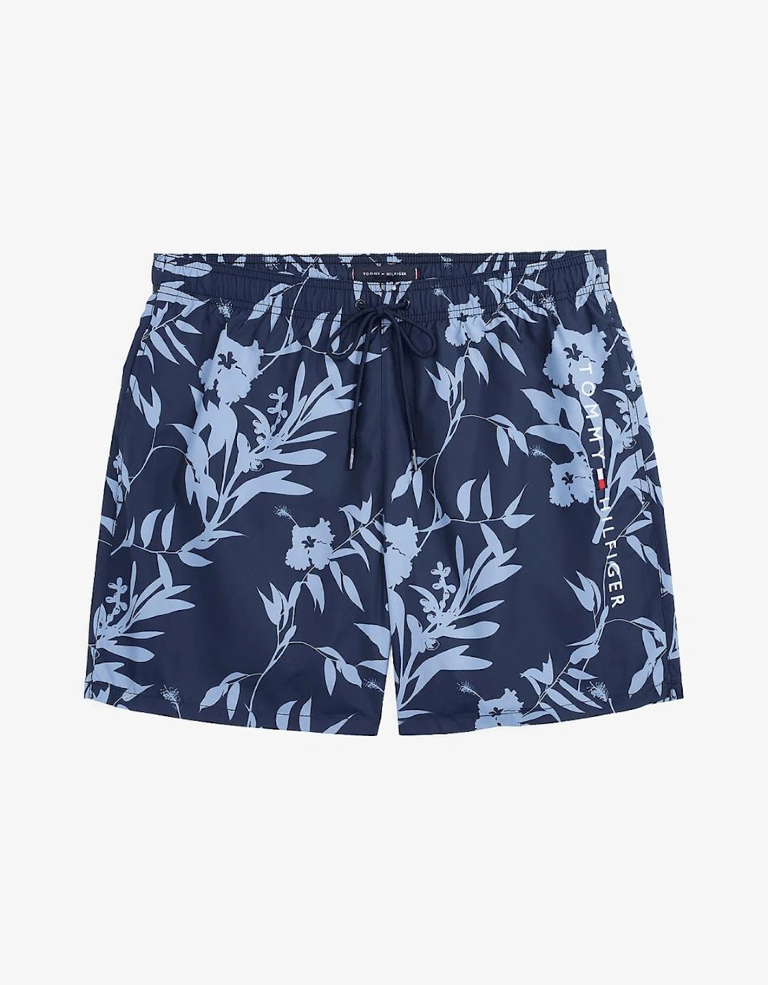 Medium Drawstring Leaf Print Mens Swim Shorts