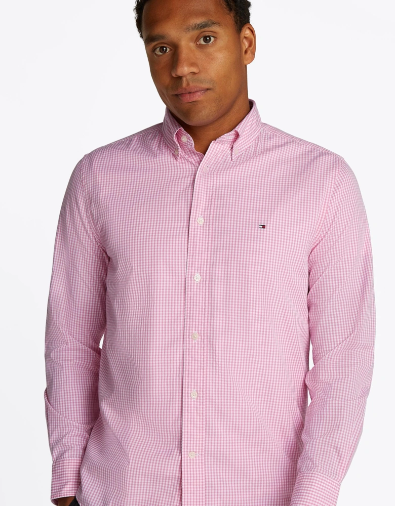 Flex Poplin Gingham Long Sleeve Mens Shirt