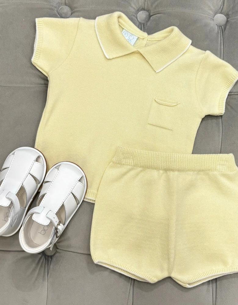 Boys Soft Lemon Knit Short Set