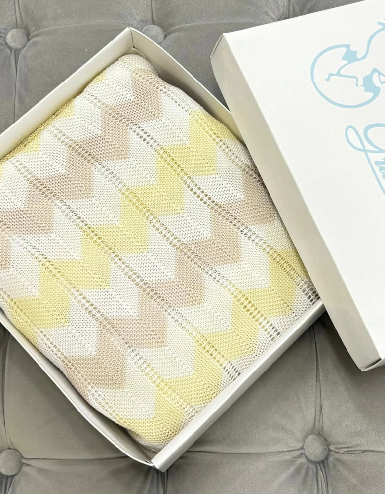 Soft Lemon Knit Zig Zag Blanket