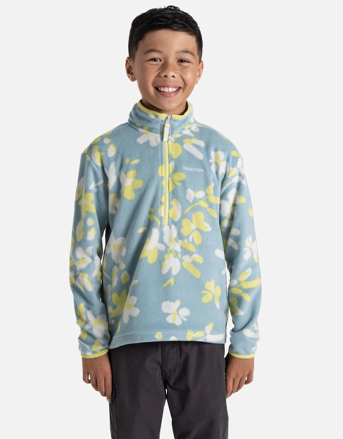 Childrens/Kids Bachas Floral Half Zip Fleece Top