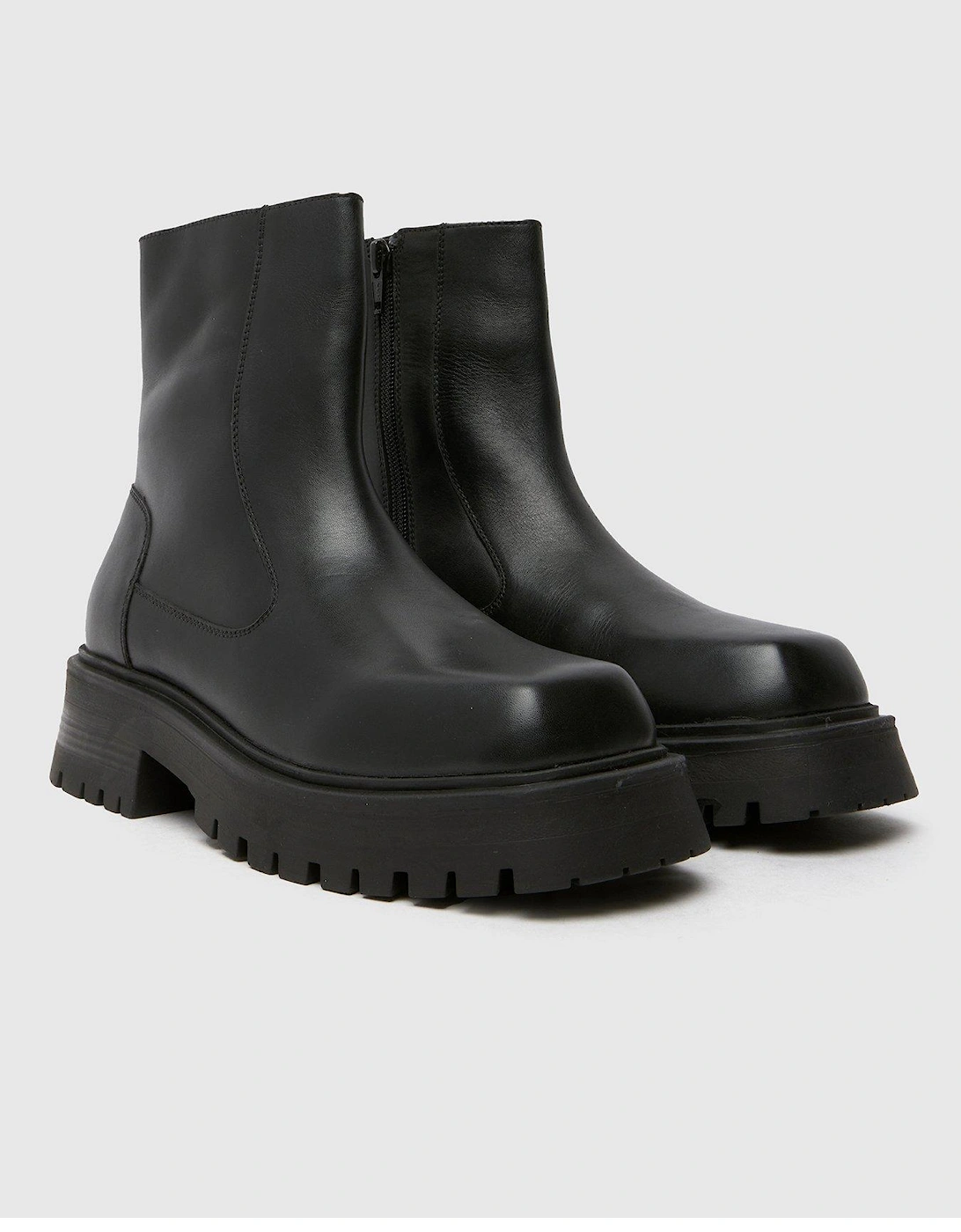 Alicia Square Toe Chunky Boot - Black