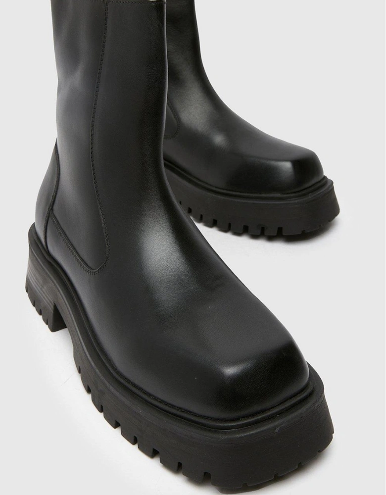 Alicia Square Toe Chunky Boot - Black