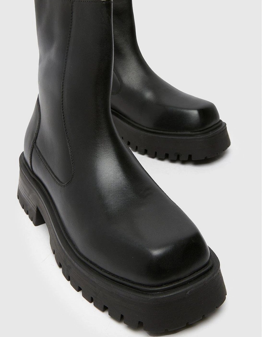 Alicia Square Toe Chunky Boot - Black