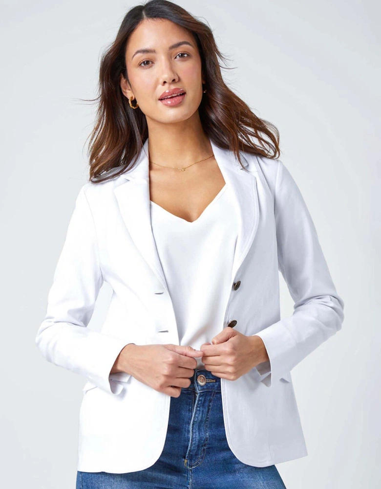 Stretch Button Detail Blazer