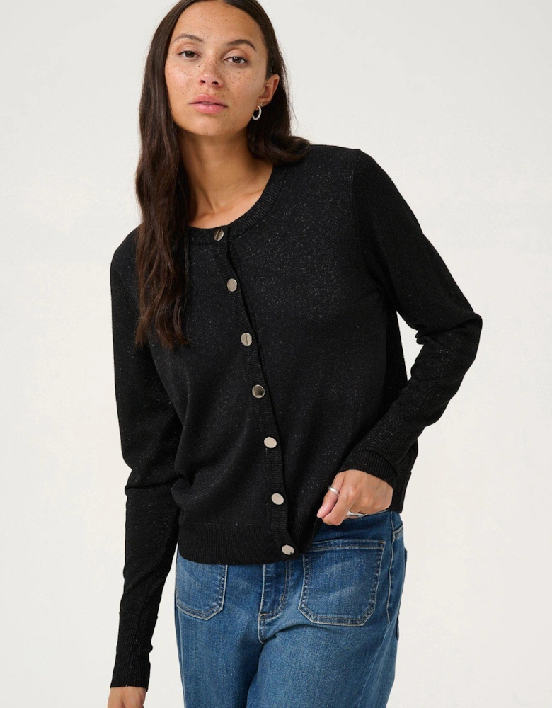 Regina Metallic Knit Cardigan - Black