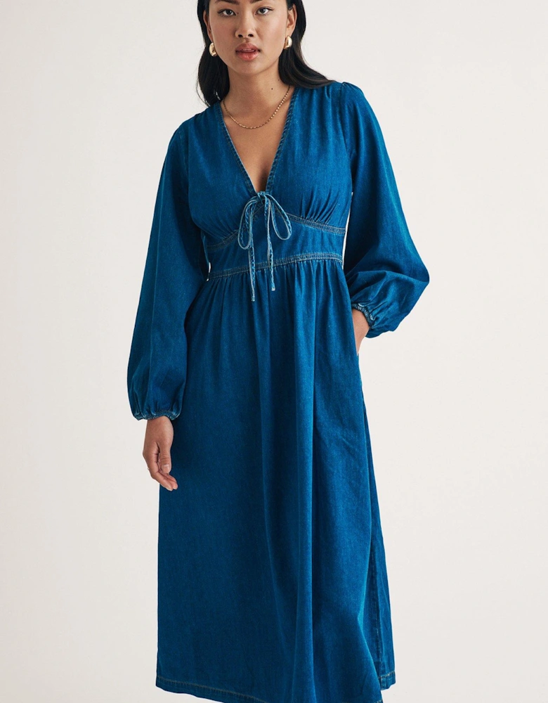 Long Sleeve Midi Dress - Blue