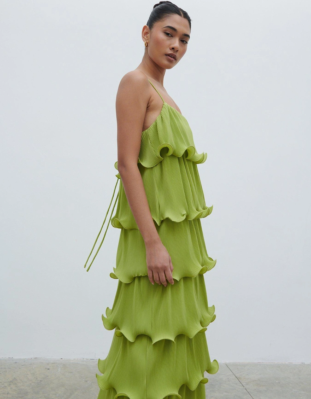 Kaelie Ruffle Plisse Maxi Dress - Pistachio, 2 of 1