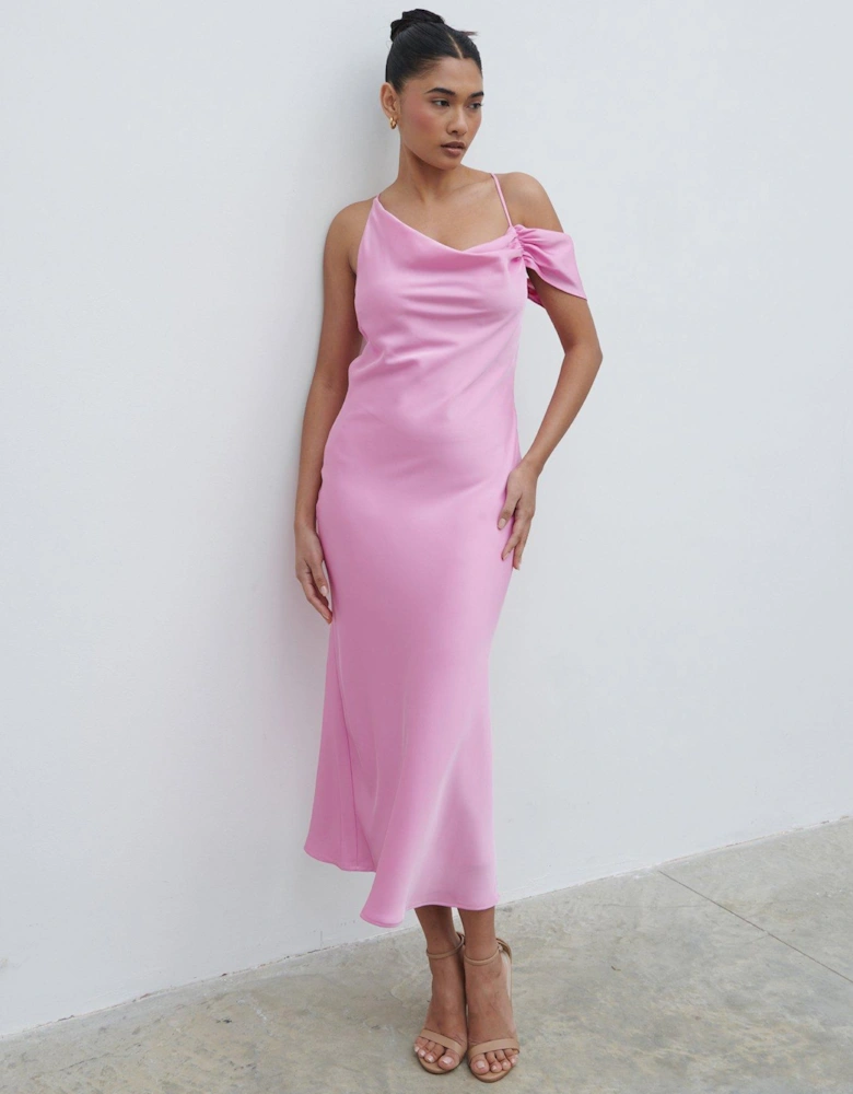 Daria Cowl Neck Slip Midaxi Dress - Pink