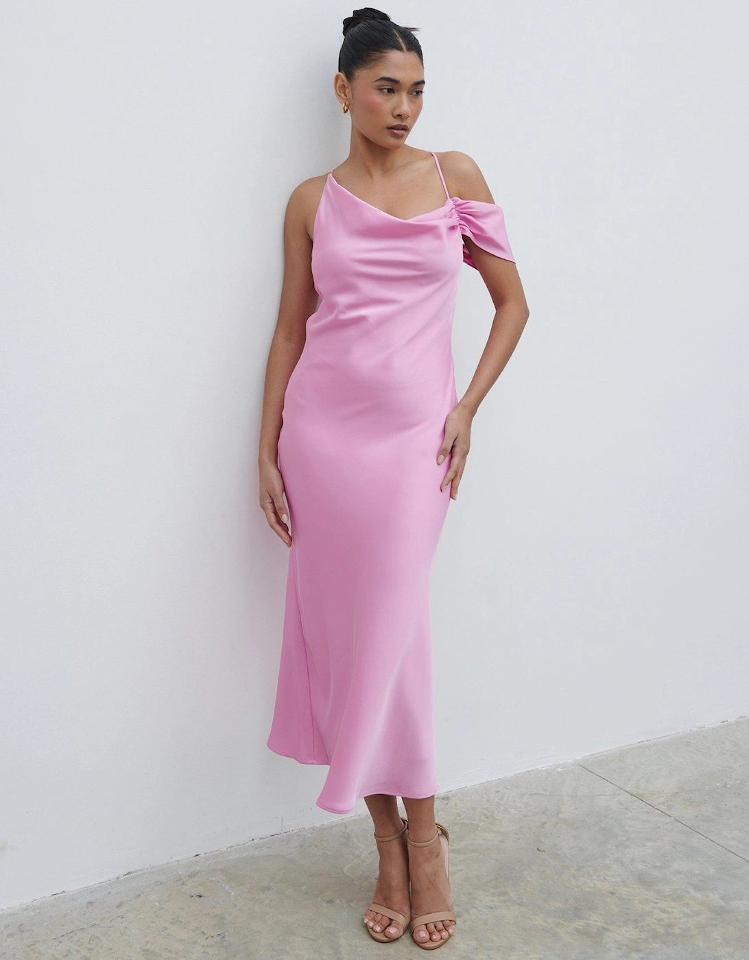 Daria Cowl Neck Slip Midaxi Dress - Pink, 2 of 1