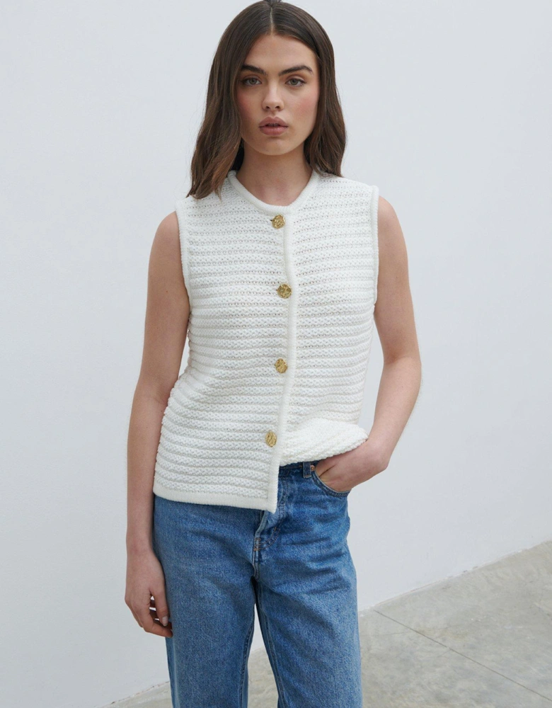 Frankie Crochet Knitted Waistcoat - Cream