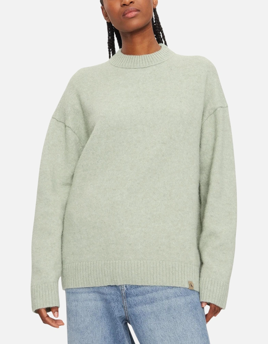 Round Neck Plain Long Sleeve Knitwear Women - Green, 4 of 3
