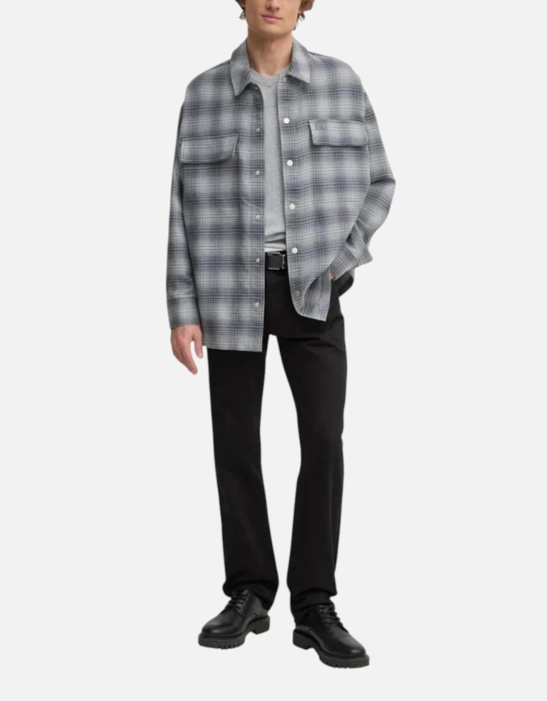 Checked Cotton Lapel Collar Shirt Women - Black