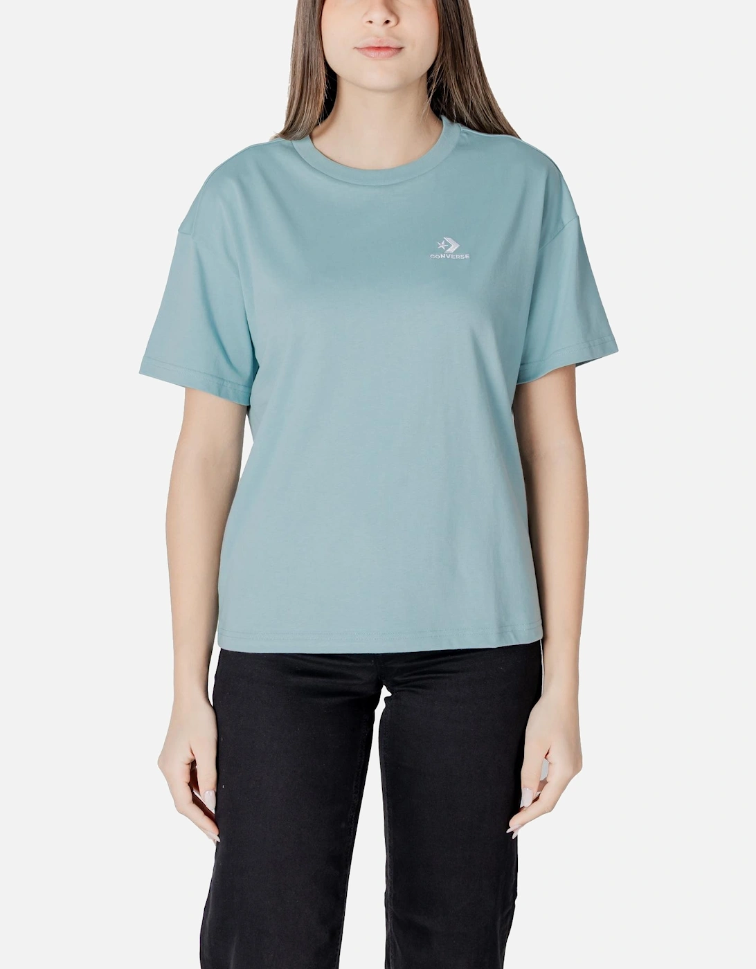Round Neck Short Sleeve Cotton T-shirt Women - Green Shirts, 4 of 3