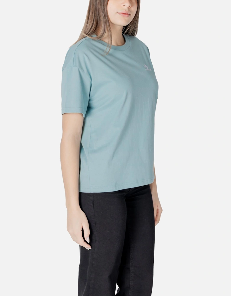 Round Neck Short Sleeve Cotton T-shirt Women - Green Shirts