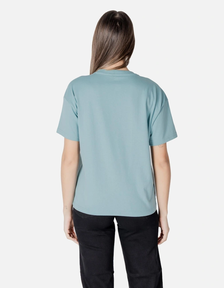Round Neck Short Sleeve Cotton T-shirt Women - Green Shirts