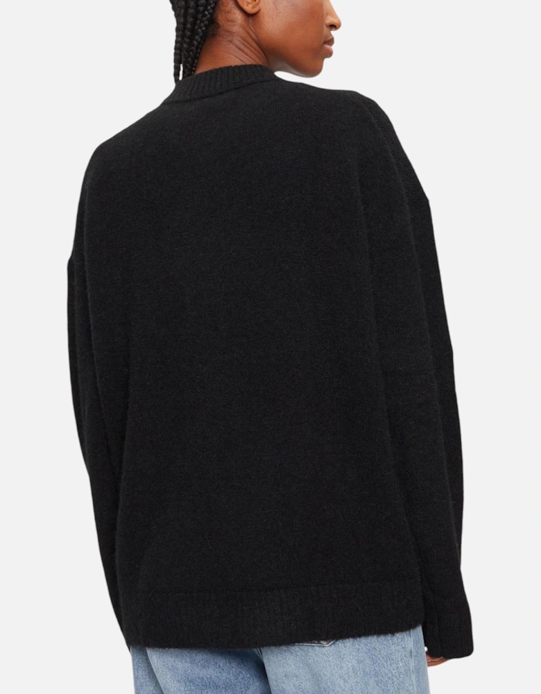Round Neck Long Sleeve Knitwear Women - Black