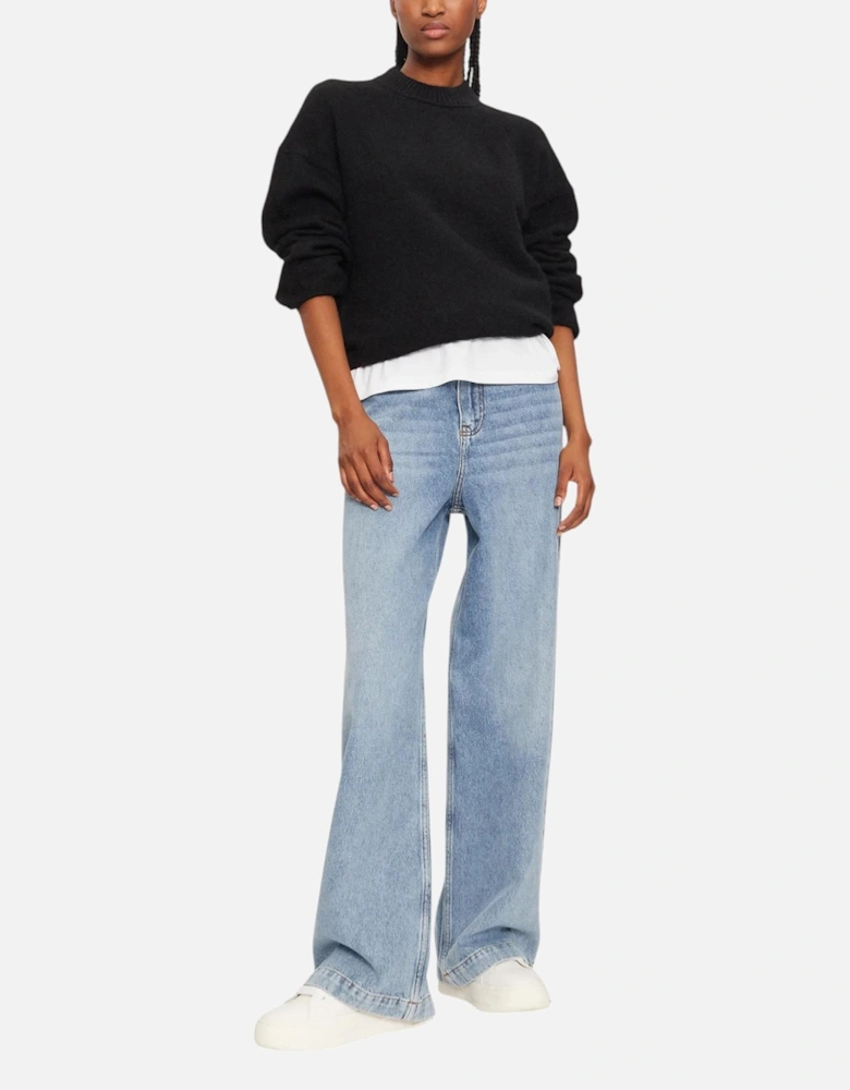 Round Neck Long Sleeve Knitwear Women - Black