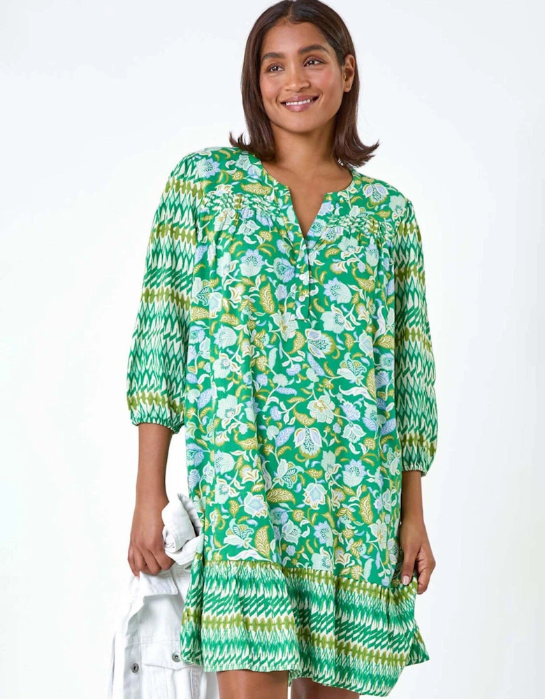 Paisley Border Print Smock Dress