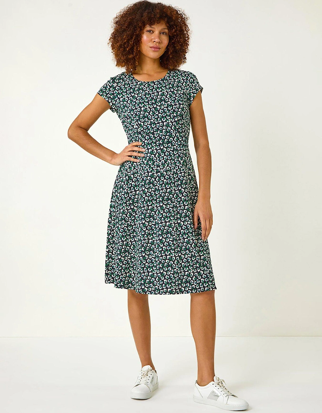 Floral Printed Tea Dress - Green, 2 of 1