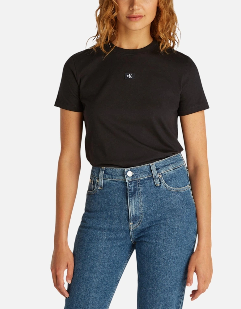 Plain Round Neck Short Sleeve T-shirt Women - Black Shirts