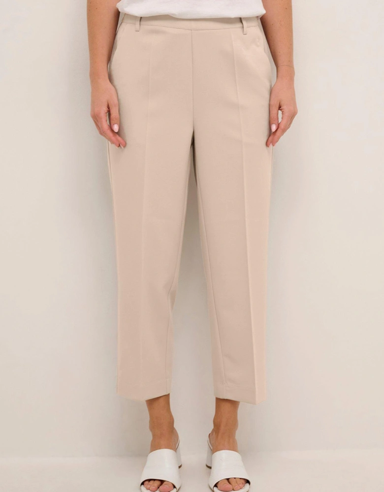 Sakura Pull On Smart Cropped Trousers - Beige