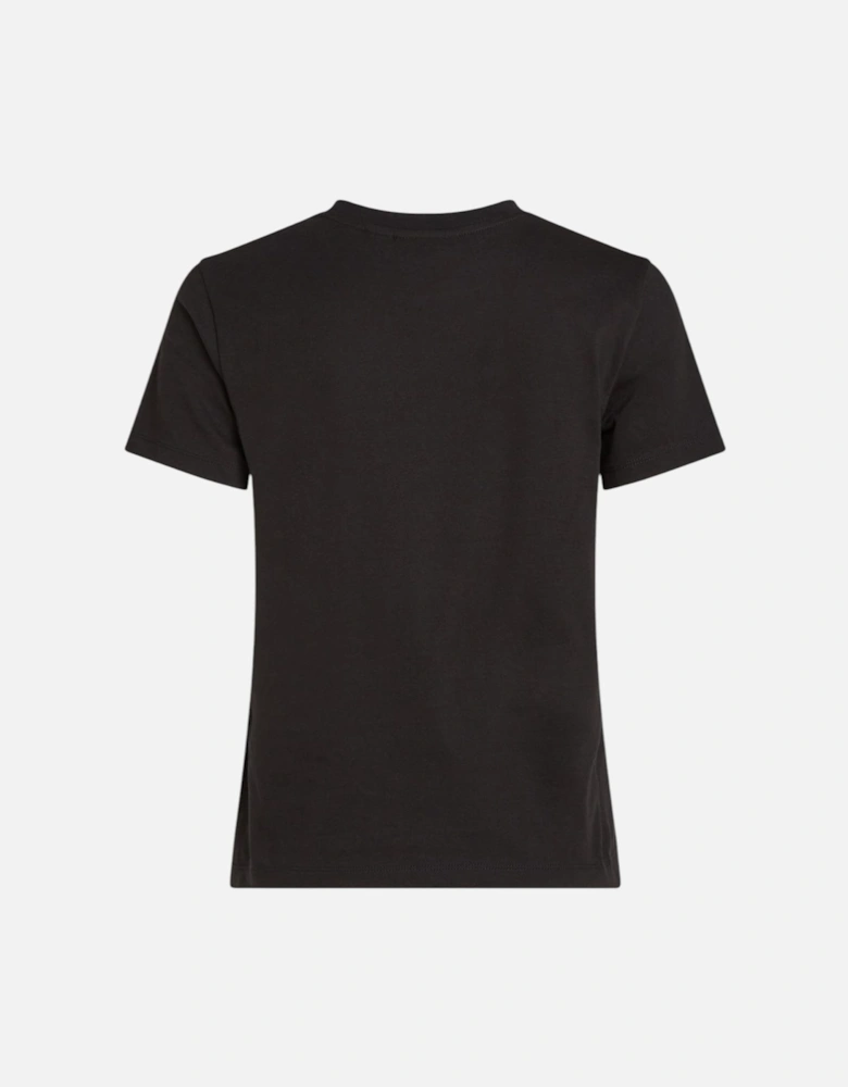 Plain Round Neck Short Sleeve T-shirt Women - Black Shirts