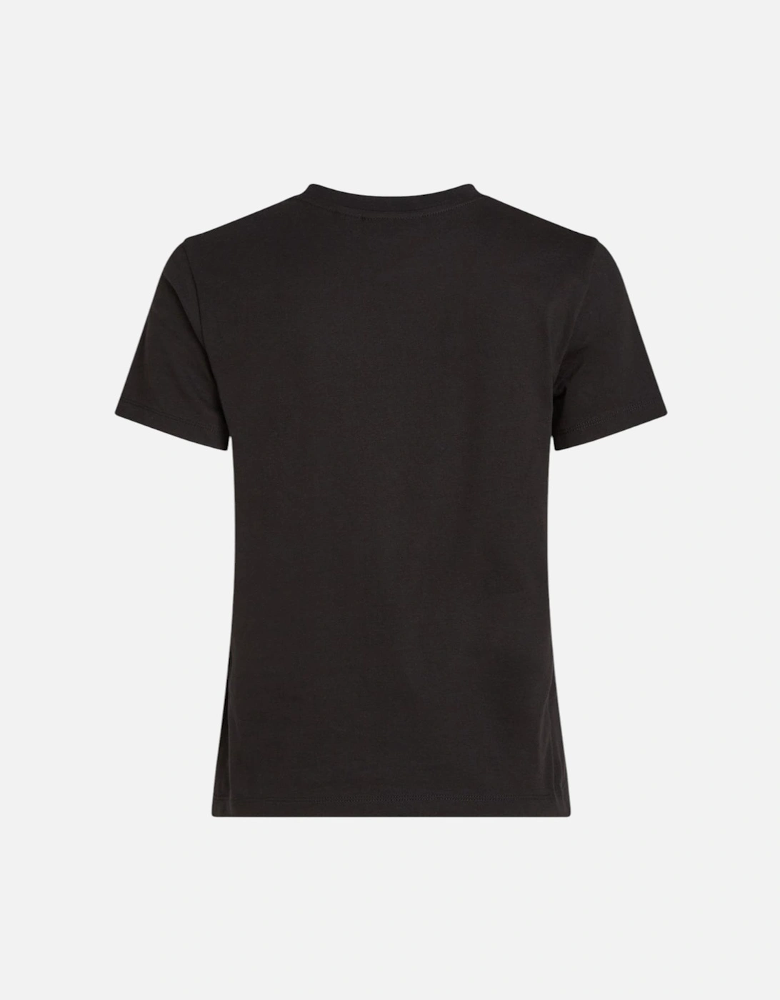 Plain Round Neck Short Sleeve T-shirt Women - Black Shirts