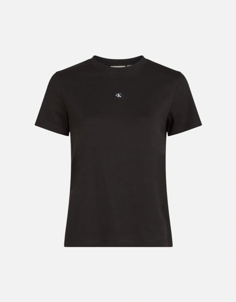 Plain Round Neck Short Sleeve T-shirt Women - Black Shirts