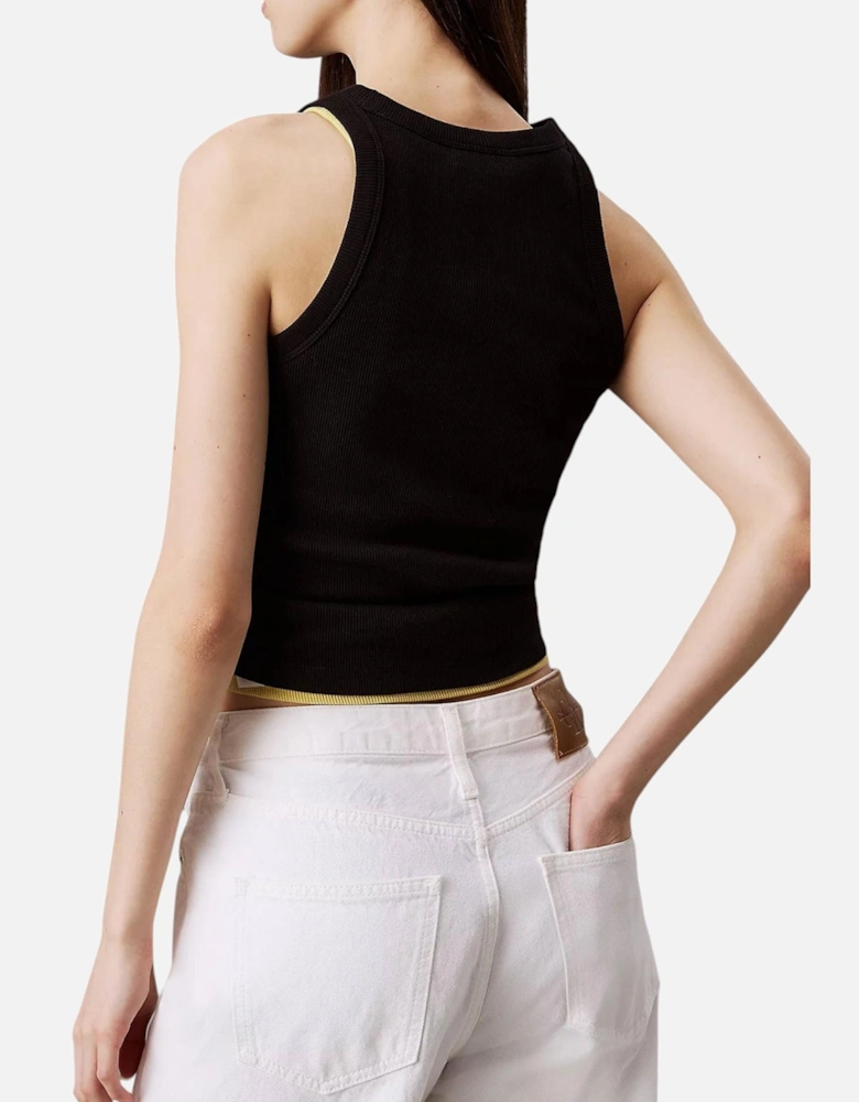 Sleeveless Print Round Neck Top Women - Black