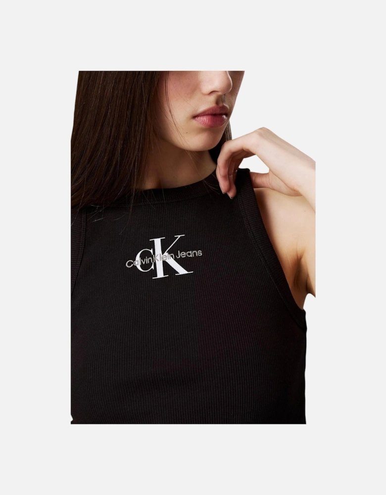 Sleeveless Print Round Neck Top Women - Black