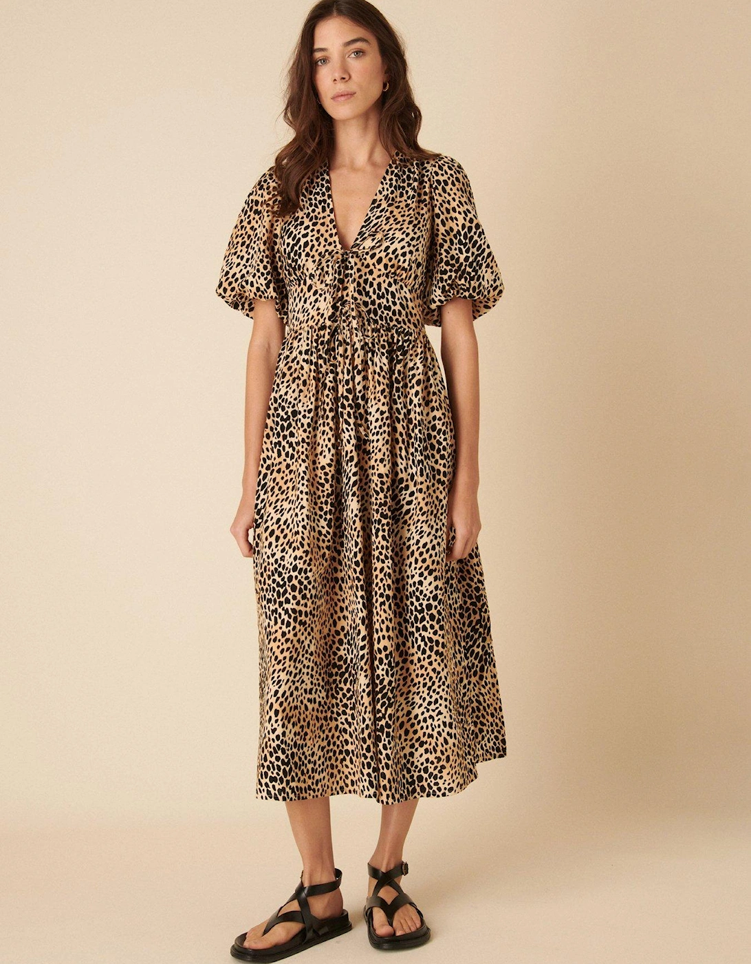 Scottie Leopard Print Midi Dress - Brown, 2 of 1