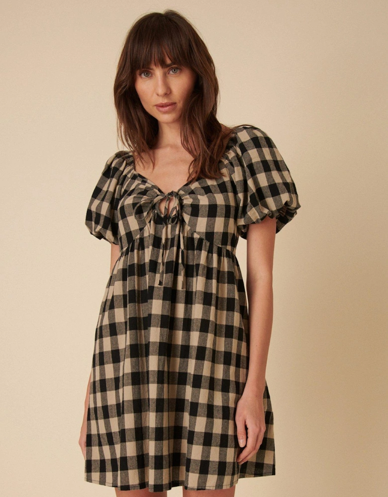 Joanna Gingham Mini Dress - Black