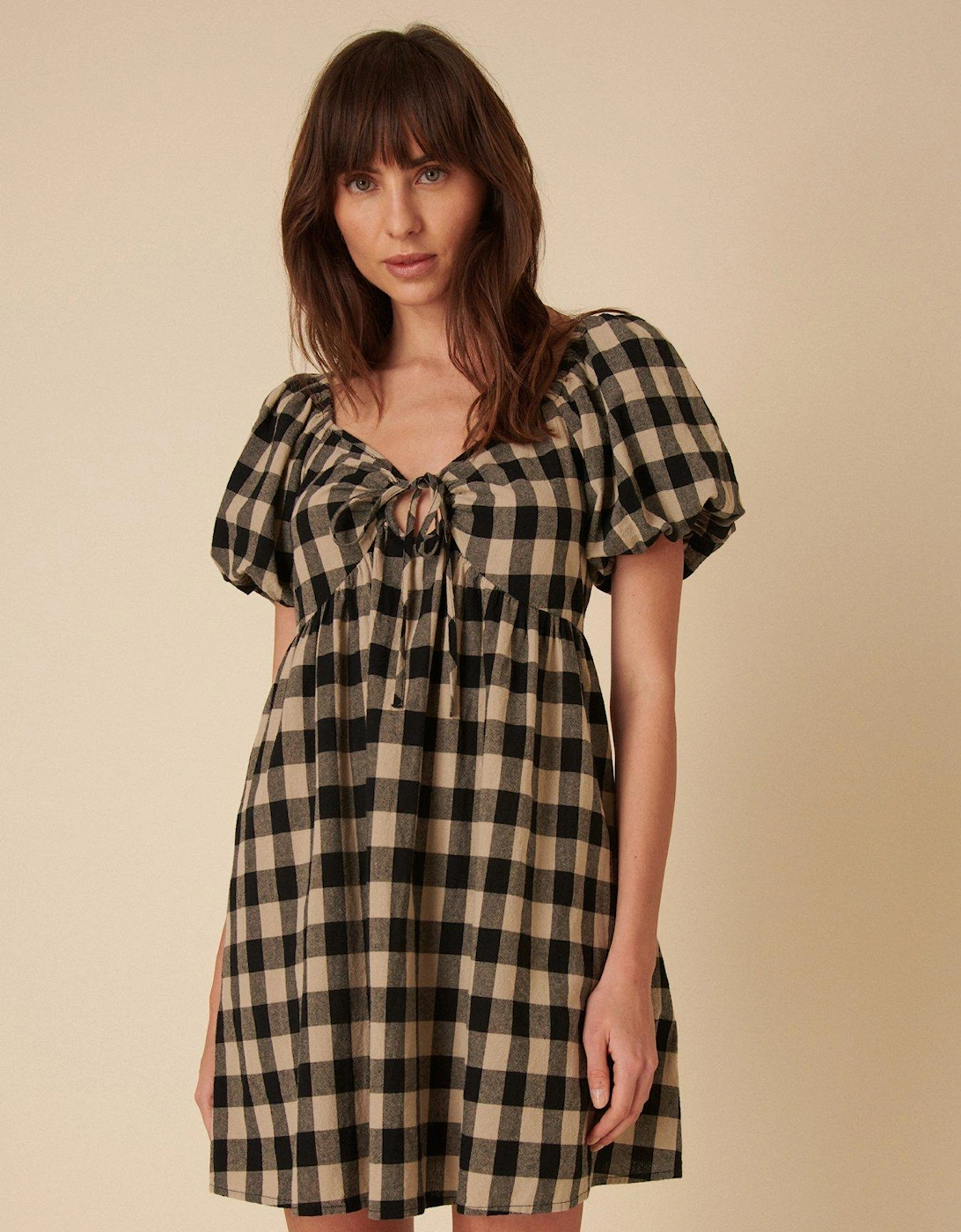 Joanna Gingham Mini Dress - Black, 2 of 1