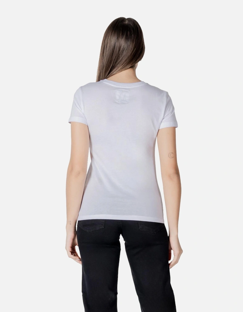 Short Sleeve Round Neck Cotton T-Shirt Women - White Shirts