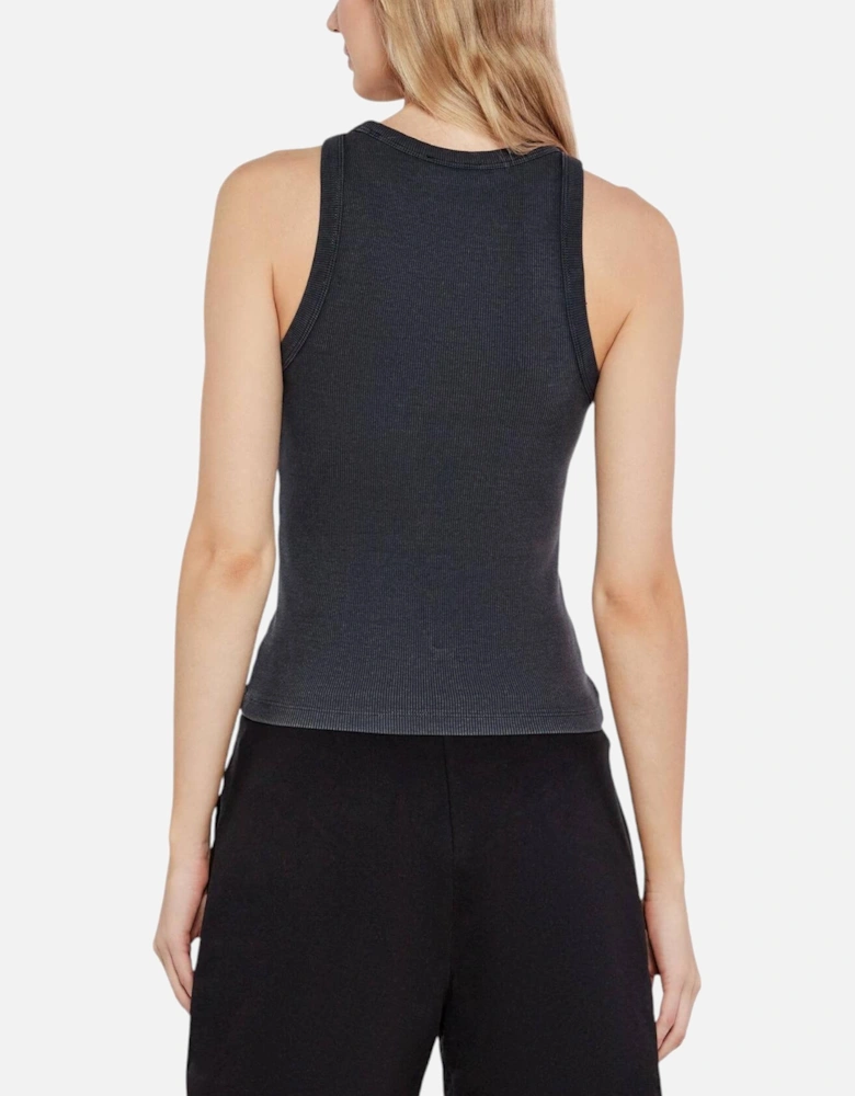 Sleeveless Plain Round Neck Cotton Top Women - Grey