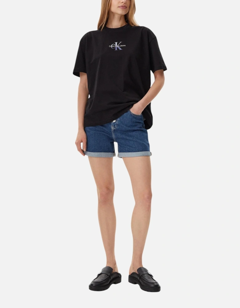 Plain Zip Button Cotton Shorts Women - Blue