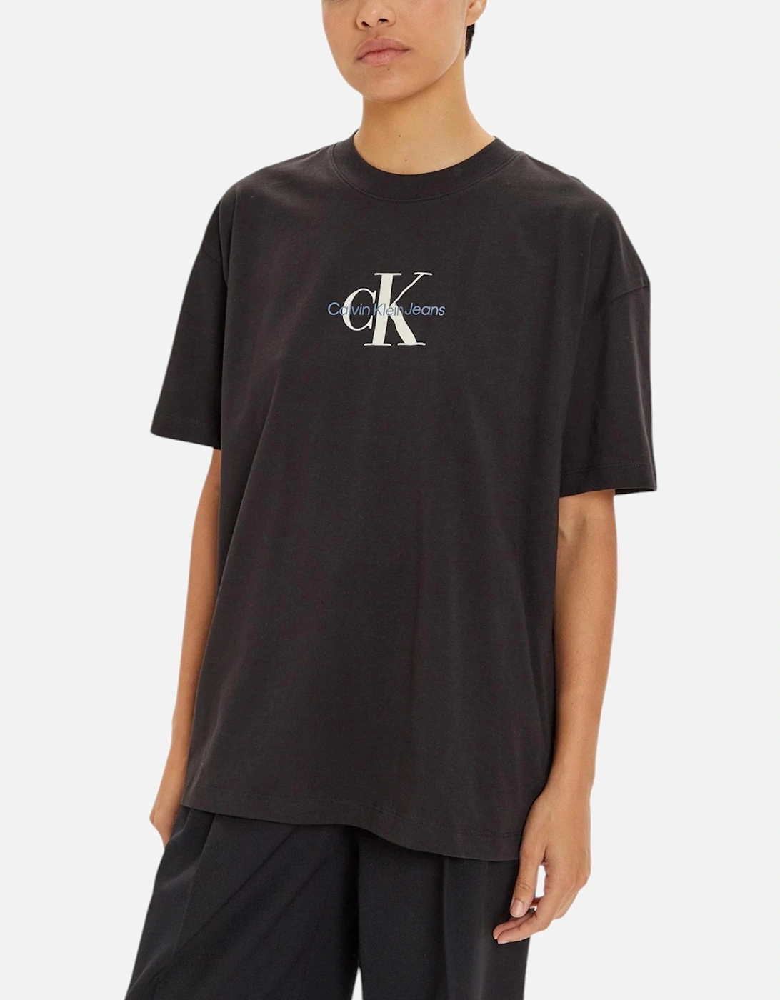 Printed Short Sleeve Round Neck T-Shirt Women - Black Shirts, 4 of 3