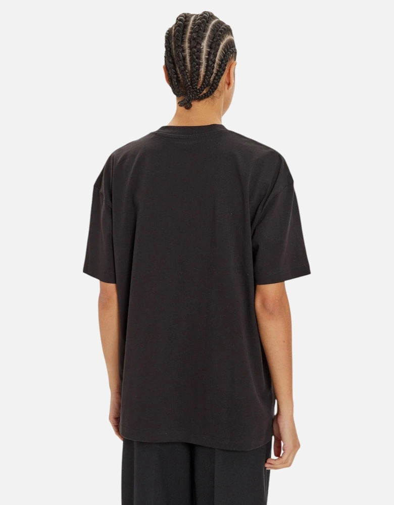 Printed Short Sleeve Round Neck T-Shirt Women - Black Shirts