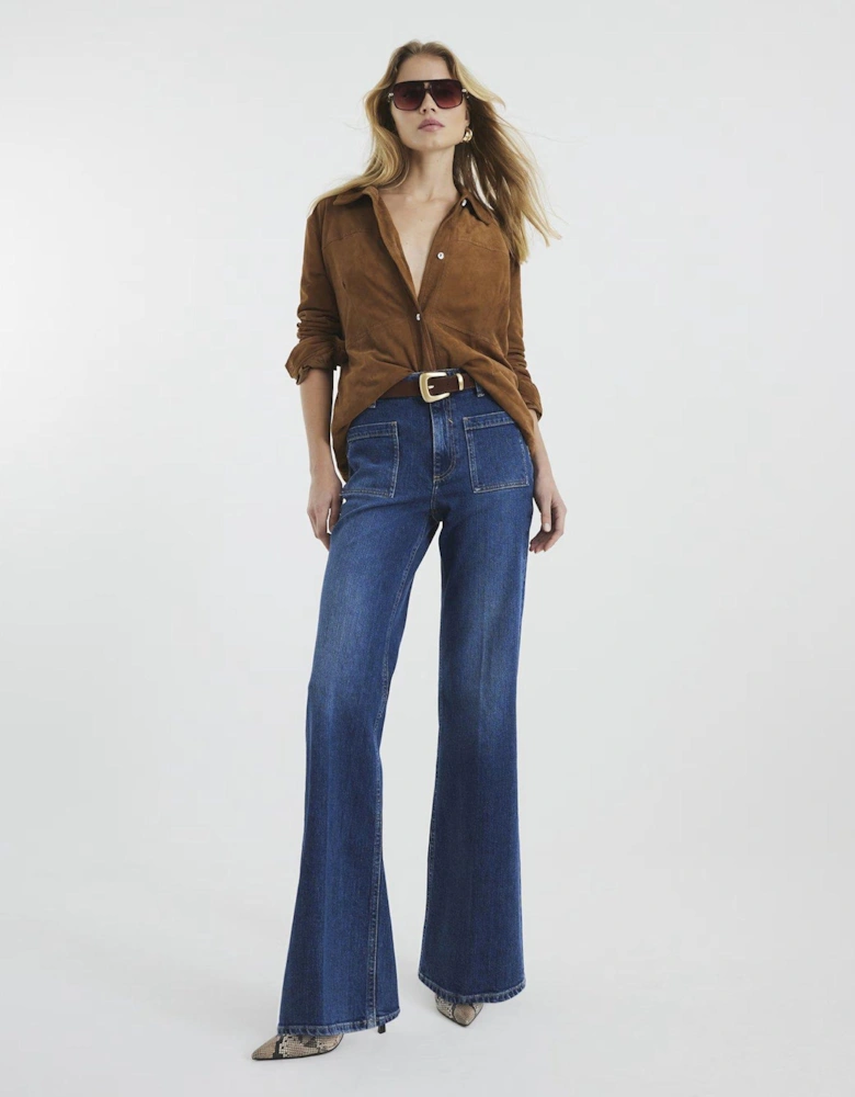 Denim High Rise Relaxed Flare Jeans