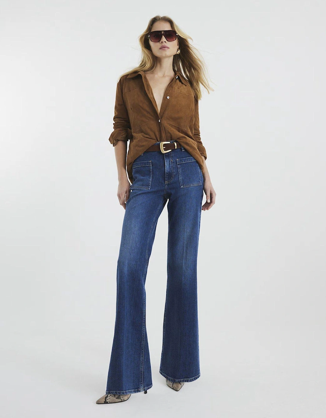 Denim High Rise Relaxed Flare Jeans, 2 of 1