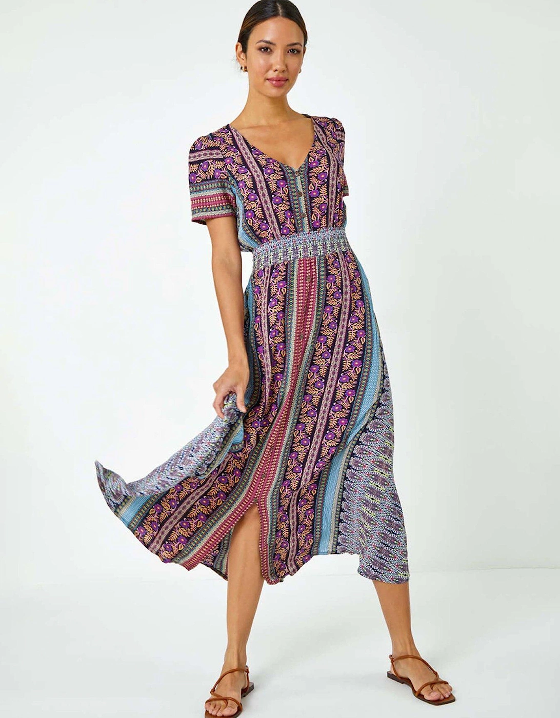 Floral Print Fit And Flare Maxi Dress, 2 of 1